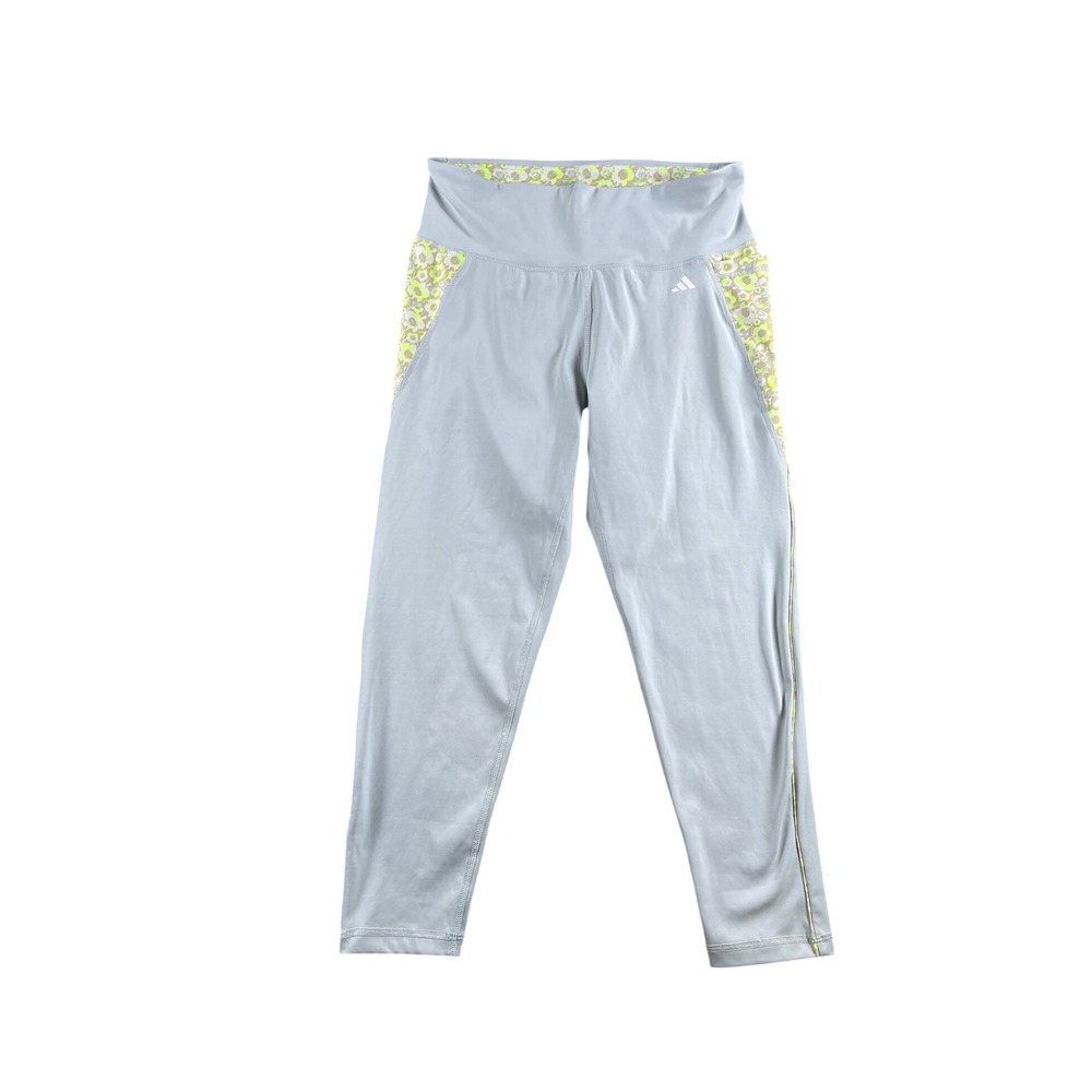 Adidas Aeroready Grey Floral Side Pocket Leggings XL Tight Fit Cropped Pants